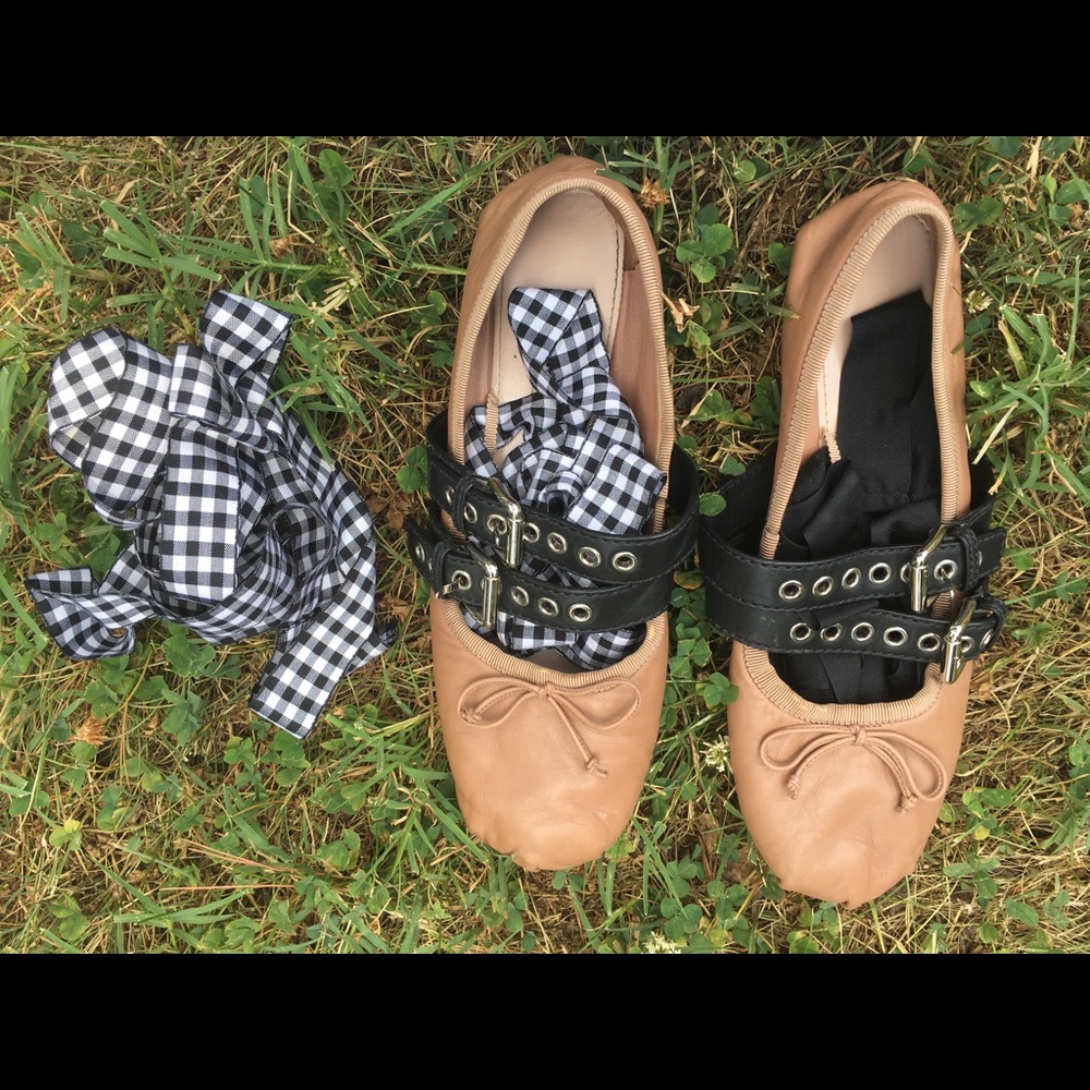 Authentic Miu Miu Lace-Up Ballerina Flat